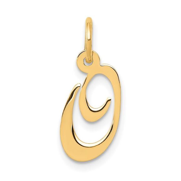 10k Yellow Gold Small Fancy Script Initial O Charm - Picture 1 of 3